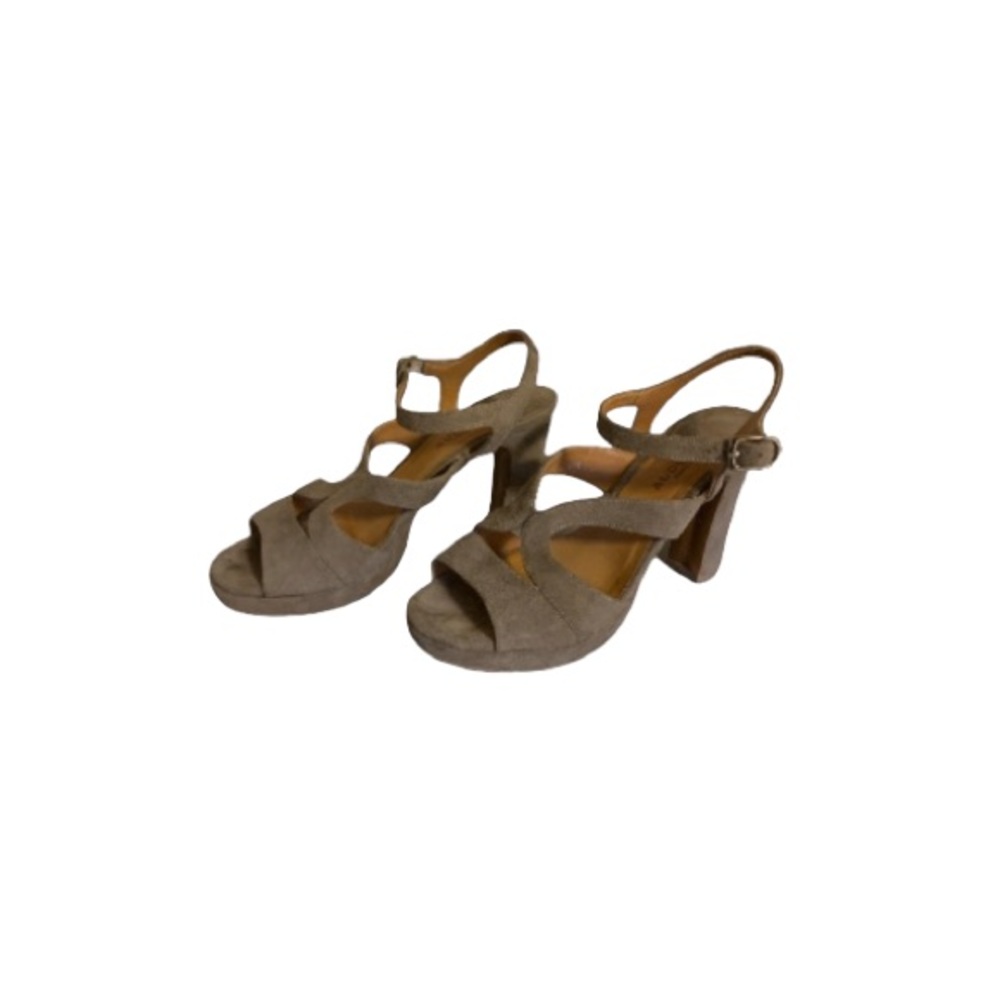 Audley London Sage Green Suede Strappy Chunky Heels - Women’s Size 37.5